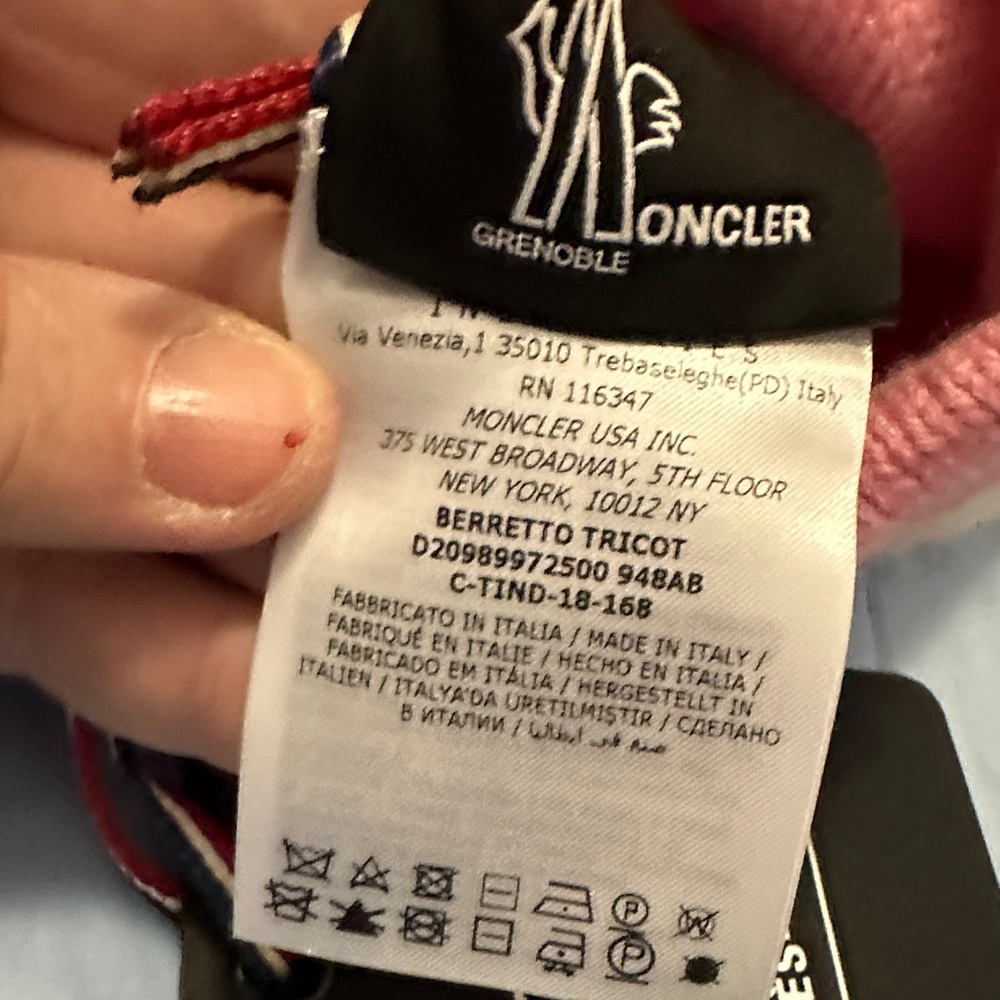Moncler Kids Pink and Cream Dog Beanie - Picture 6 of 6
